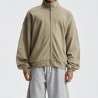 Unisex Brushed Stand-collar Zip-up Jacket