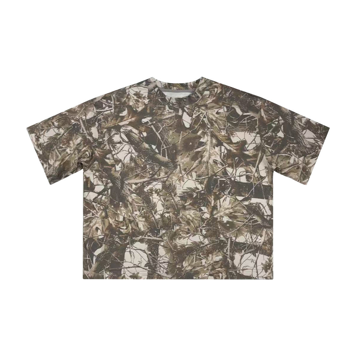 Unisex Cropped Camouflage Tree Print T-shirt（250GSM）