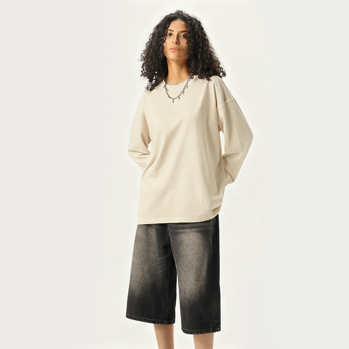 Unisex 100% Cotton Solid Color Long Sleeve T-shirt（280GSM）