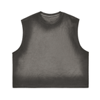 Unisex Cropped Boxy Washed Gradient Pure Cotton Tank Top (230 gsm)