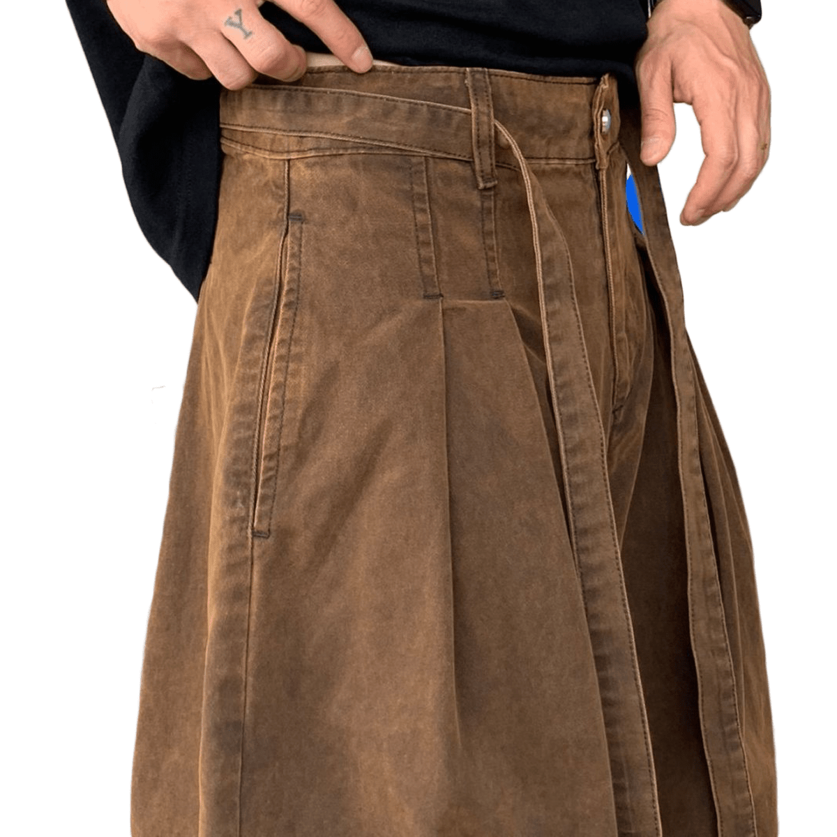 Loose-Fit Brown Washed Curved Denim Jeans for Relaxed Style