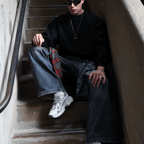 Unisex Loose Fit Straight-Leg Washed Jeans