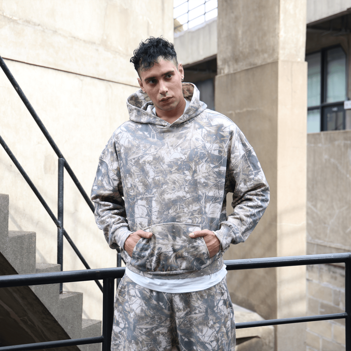 Unisex 100% Cotton Heavyweight French Terry Camo Hoodie（400GSM）