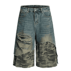 Unisex Camouflage Denim Shorts