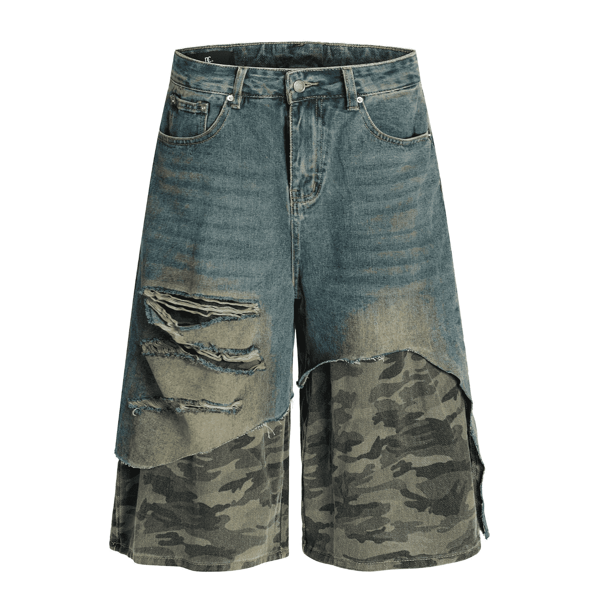 Unisex Camouflage Denim Shorts