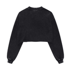 Cropped Oversized Washed Sweatshirt with Raw-Edge Streetwear Style