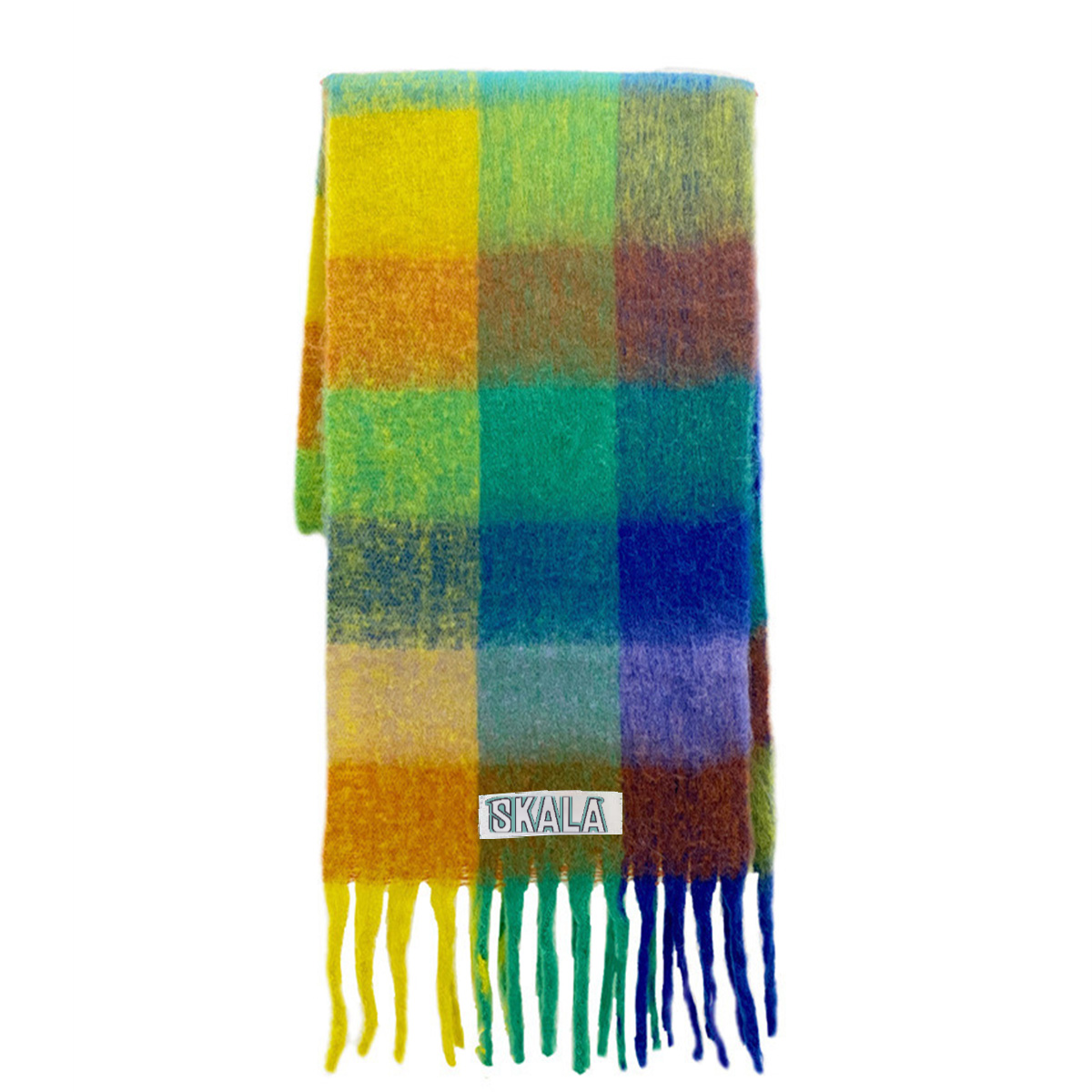 Imitation Cashmere Tassel Rainbow Scarf
