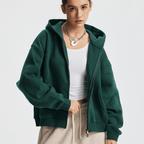 Unisex Boxy Cropped Fleece Zip-Up Hoodie