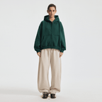 Unisex Boxy Cropped Fleece Zip-up Hoodie