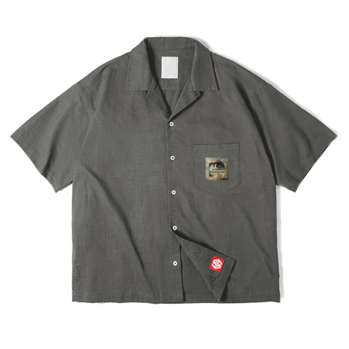 Cuban Collar Short-sleeve Shirt