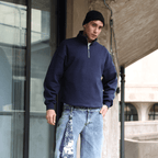 Unisex Stand-Up Collar Half-Zip Panelled Sweatshirt（460GSM）