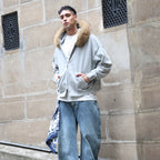 Unisex Fur-Trim Zip-Up Hoodie（400GSM）
