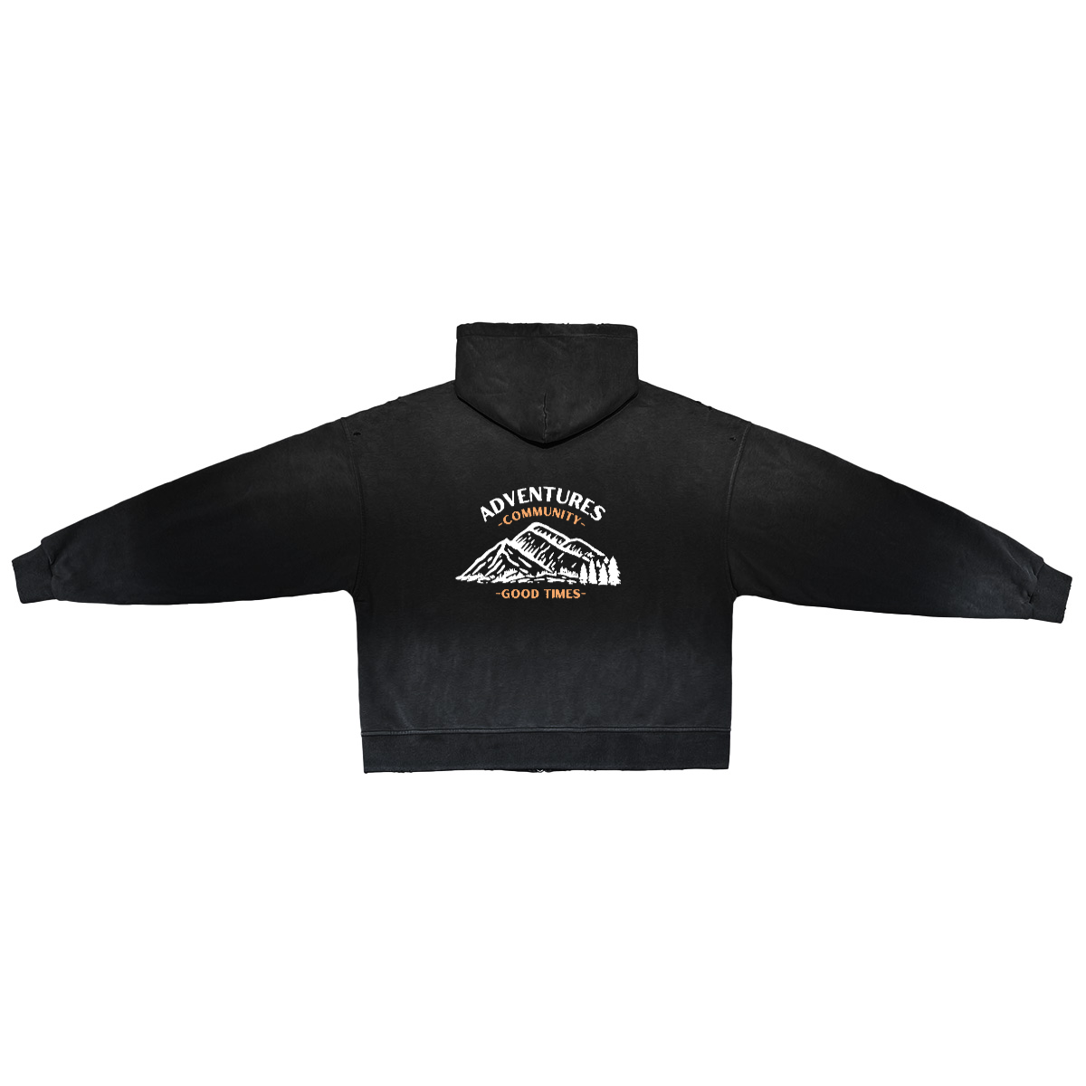 Unisex Washed Distressed Dystopian Streetwear Zip-Up Hoodie(420GSM)