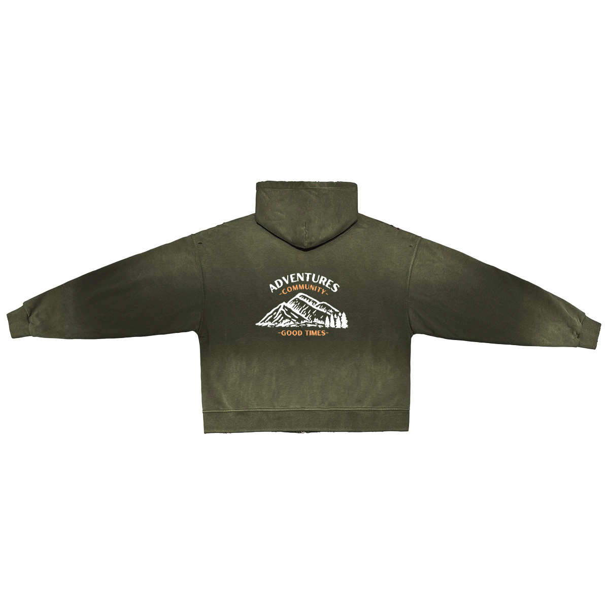 Unisex Washed Distressed Dystopian Streetwear Zip-Up Hoodie(420GSM)