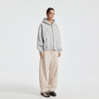 Unisex Boxy Cropped Fleece Zip-up Hoodie