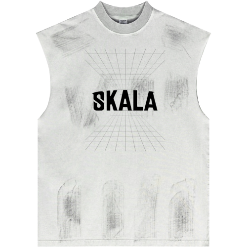 Distressed High Street Round Neck Sleeveless Tank Top (310GSM)