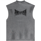 Distressed High Street Round Neck Sleeveless Tank Top (310GSM)