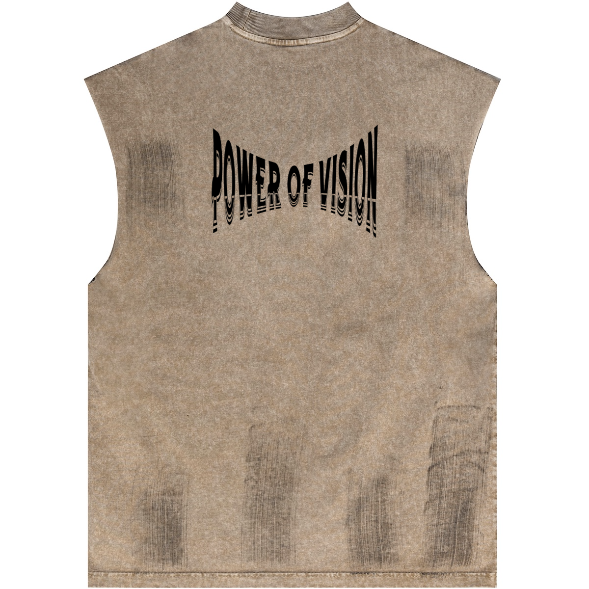 Distressed High Street Round Neck Sleeveless Tank Top (310GSM)