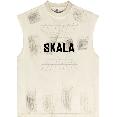 Distressed High Street Round Neck Sleeveless Tank Top (310GSM)