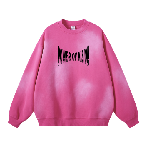 Round Neck Washed Distressed Ombre Heavyweight Sweatshirt (440GSM)