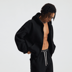 Unisex Boxy Cropped Fleece Zip-up Hoodie