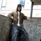 Unisex Heavyweight Washed Distressed Dystopian Streetwear Zip-Up Hoodie(420GSM)