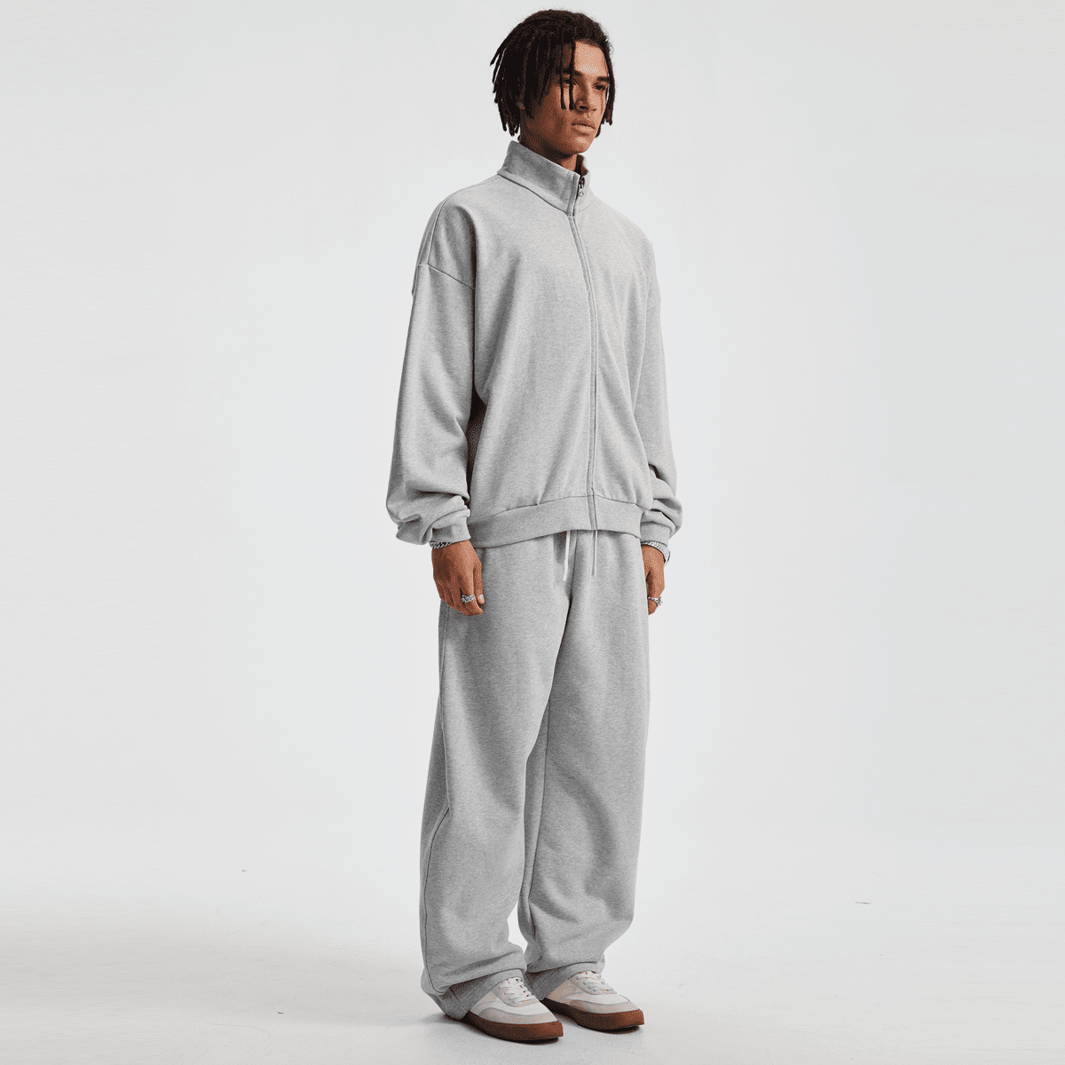 Unisex Brushed Stand-collar Zip-up Jacket