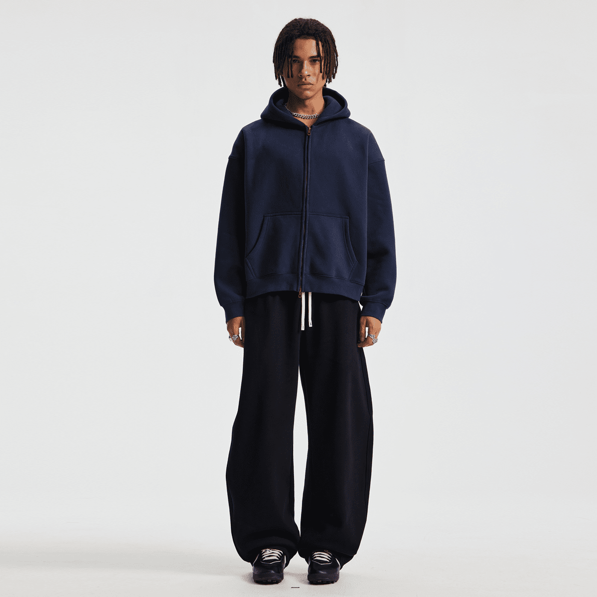 unisex cropped fleece zip-up hoodie