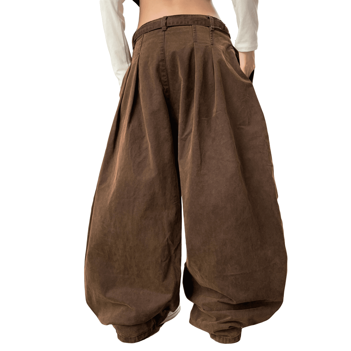 Loose-Fit Brown Washed Curved Denim Jeans for Relaxed Style