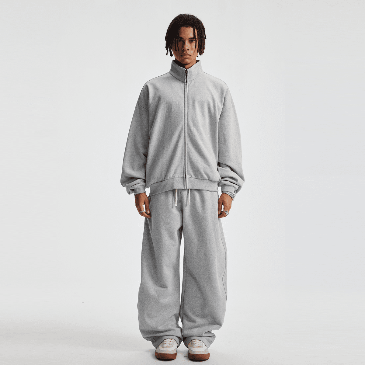 Unisex Brushed Stand-collar Zip-up Jacket