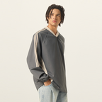 Colorblock V-neck Long Sleeve Shirt