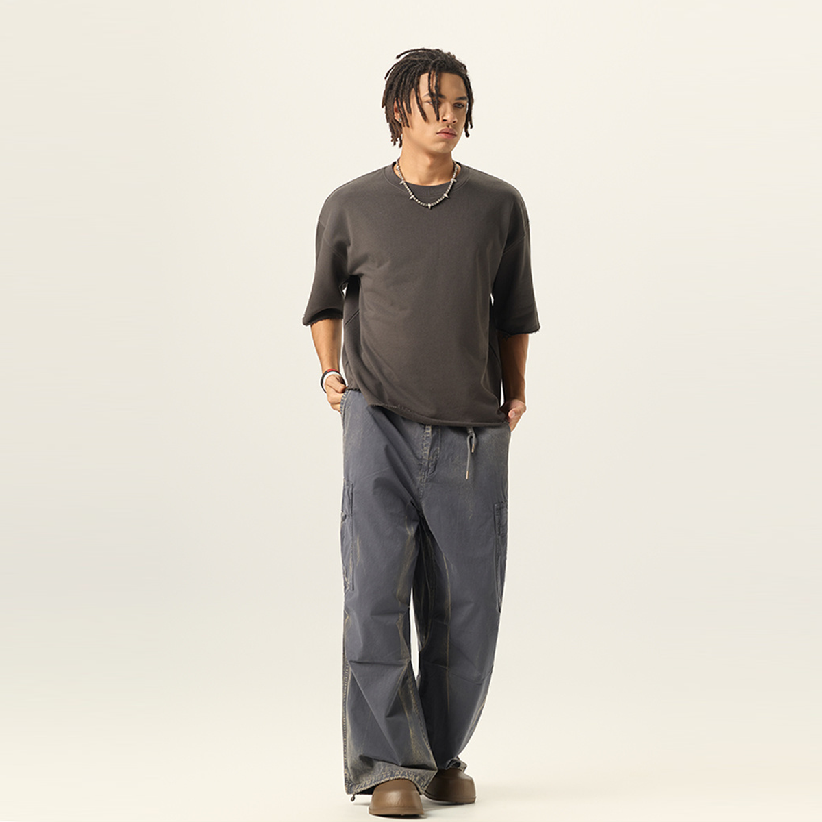 Mens Cropped Terry T-shirt