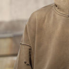 Unisex Heavyweight Washed Distressed Dystopian Streetwear Zip-Up Hoodie(420GSM)