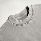 Cropped Oversized Washed Sweatshirt with Raw-Edge Streetwear Style