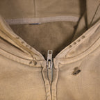 Unisex Heavyweight Washed Distressed Dystopian Streetwear Zip-Up Hoodie(420GSM)