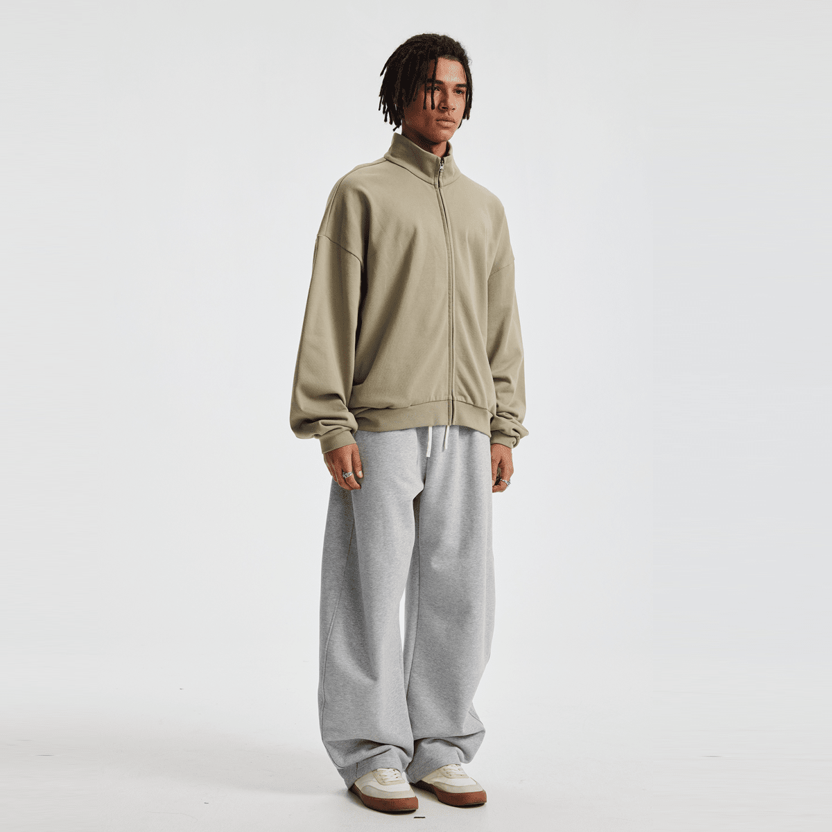 Unisex Brushed Stand-collar Zip-up Jacket