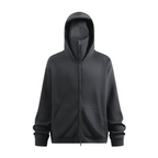 Windproof Sports Zip-up Hoodie with Built-in Face Mask