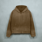 Unisex Heavyweight Washed Distressed Dystopian Streetwear Zip-Up Hoodie(420GSM)