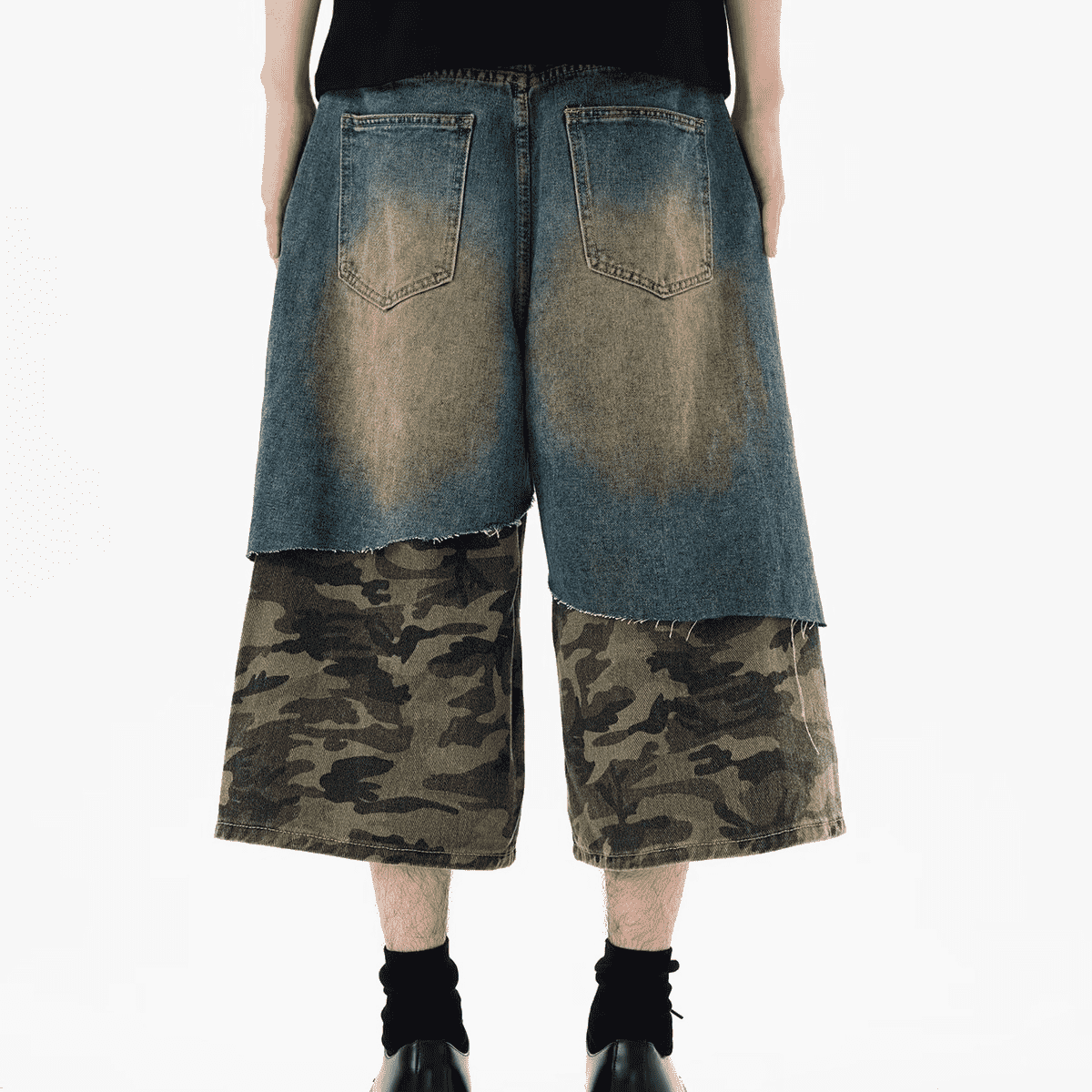 Unisex Camouflage Denim Shorts