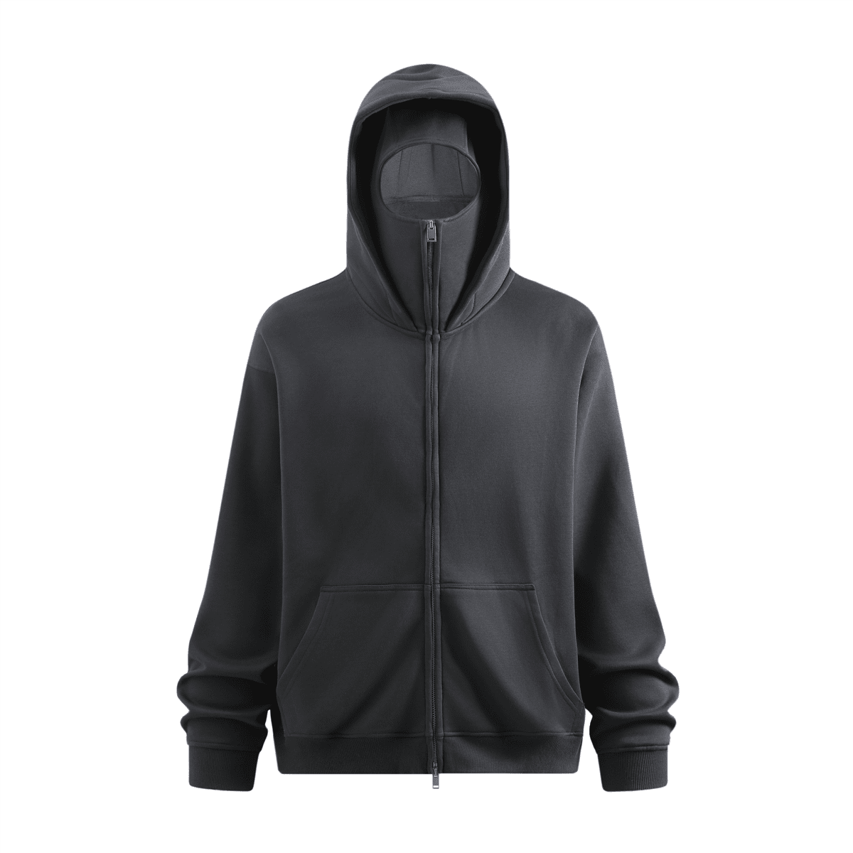 Windproof Sports Zip-up Hoodie with Built-in Face Mask