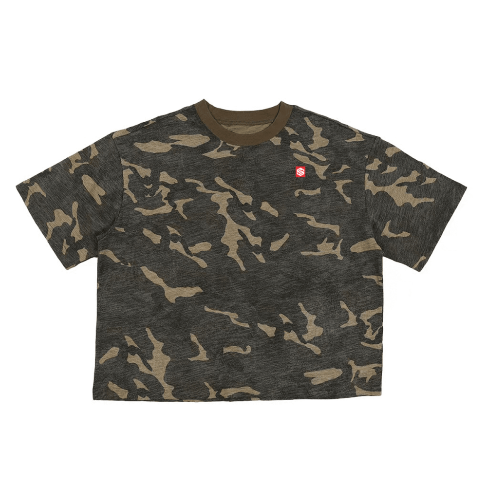 Unisex Camo Cropped Oversized T-shirt (260GSM)