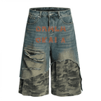 Unisex Camouflage Denim Shorts
