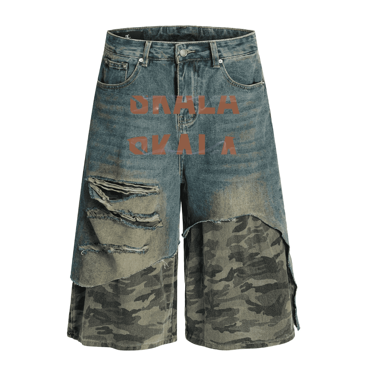 Unisex Camouflage Denim Shorts