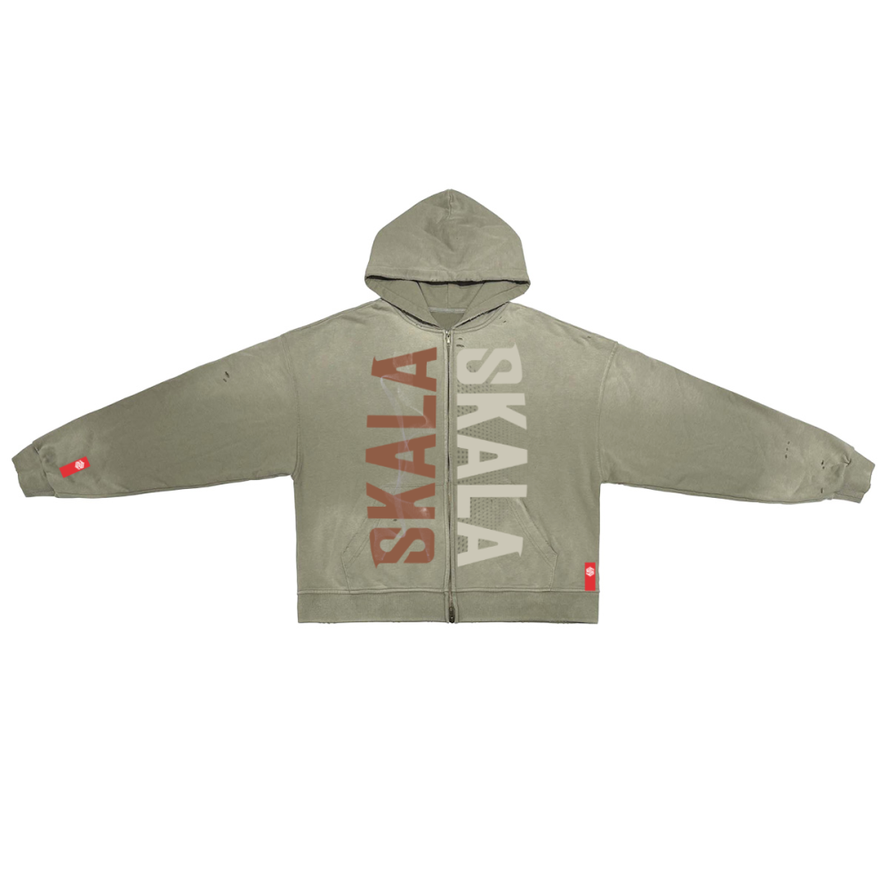 Unisex Washed Distressed Dystopian Streetwear Zip-Up Hoodie(420GSM)