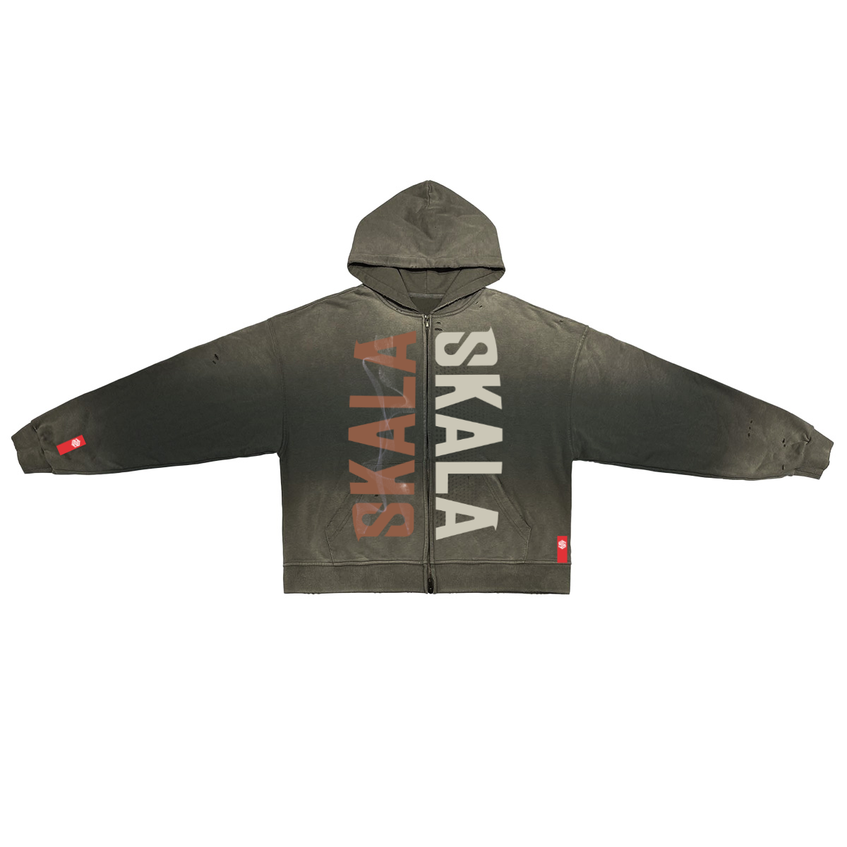 Unisex Washed Distressed Dystopian Streetwear Zip-Up Hoodie(420GSM)