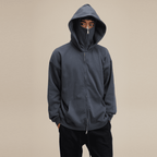 Windproof Sports Zip-up Hoodie with Built-in Face Mask