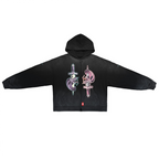 Unisex Washed Distressed Dystopian Streetwear Zip-Up Hoodie(420GSM)