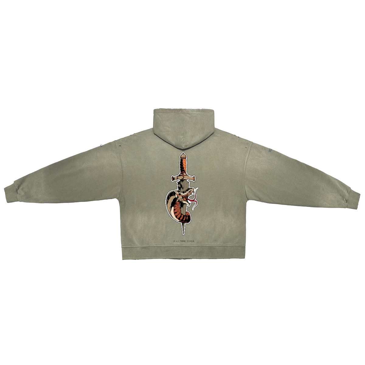 Unisex Washed Distressed Dystopian Streetwear Zip-Up Hoodie(420GSM)