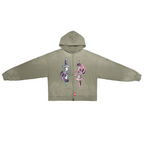 Unisex Washed Distressed Dystopian Streetwear Zip-Up Hoodie(420GSM)