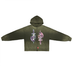 Unisex Washed Distressed Dystopian Streetwear Zip-Up Hoodie(420GSM)